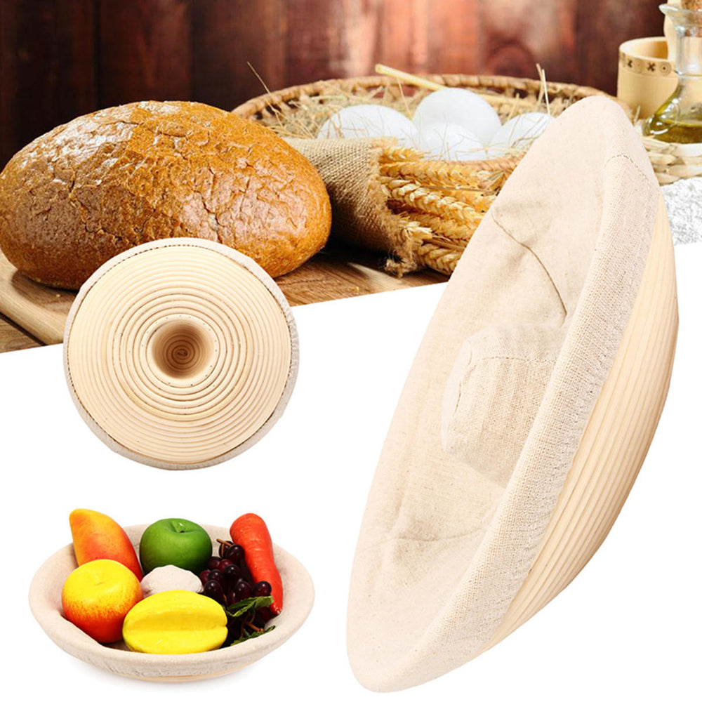 Handmade Round Oval Banneton Bortform Rattan Storage Baskets Bread Dough Proofing Liner Image 2