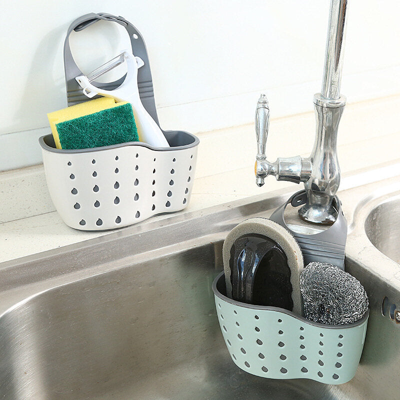 Kitchen Sponge Drain Holder Suction Cup Sink Shelf Soap Sucker Storage Rack Basket Wash Cloth Image 2