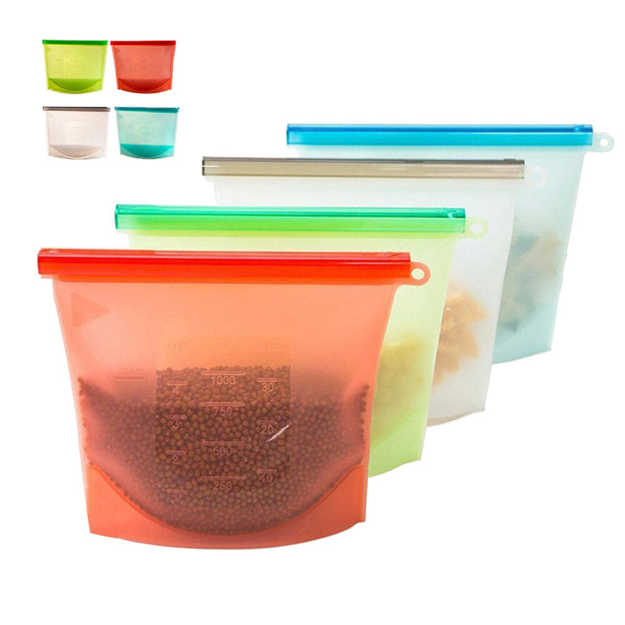 Reusable Silicone Food Fresh Bags Storage Sealed Containers for Refrigerator Kitchen Vacuum Bag Image 1