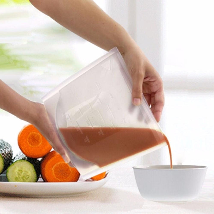 Reusable Silicone Food Fresh Bags Storage Sealed Containers for Refrigerator Kitchen Vacuum Bag Image 3
