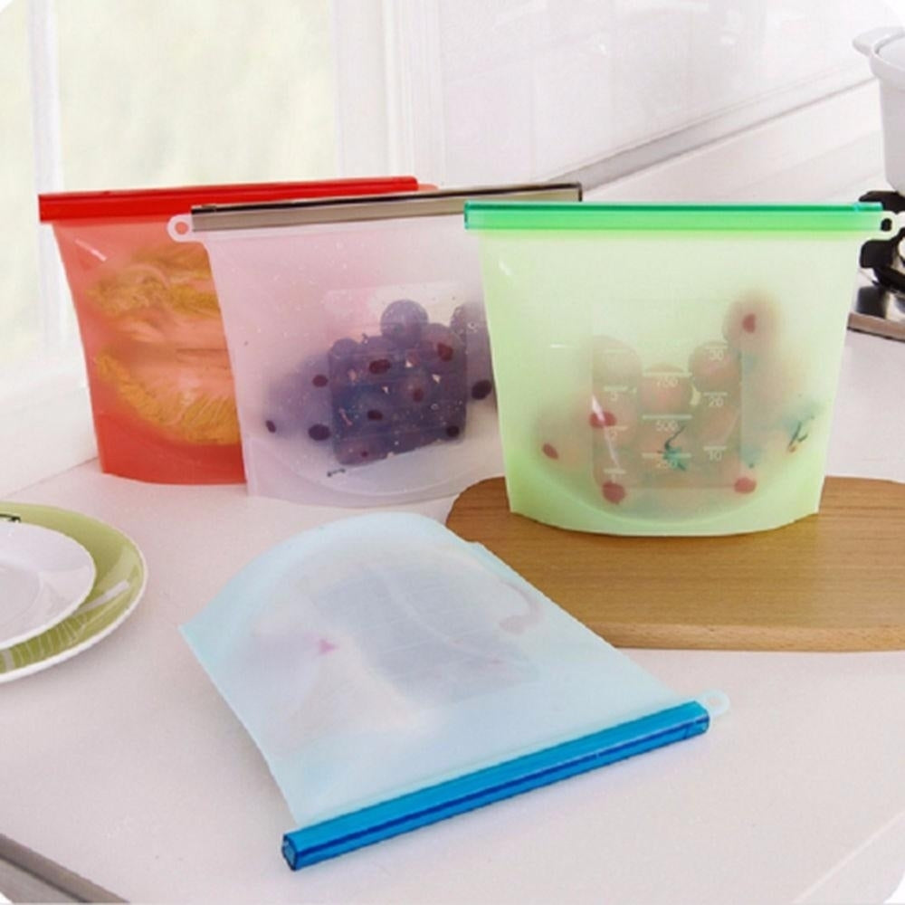 Reusable Silicone Food Fresh Bags Storage Sealed Containers for Refrigerator Kitchen Vacuum Bag Image 4
