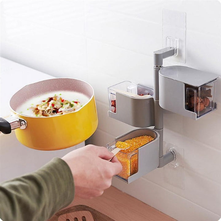 Seasoning Box Creative Three-layer Rotary Practical Wall Mounted Flavouring Tool Condiment Box Image 4