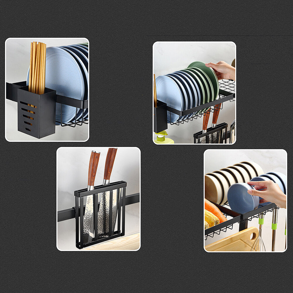 Stainless Steel Over Sink Dish Drying Rack Holder Storage Multifunctional Arrangement for Kitchen Counter Image 3