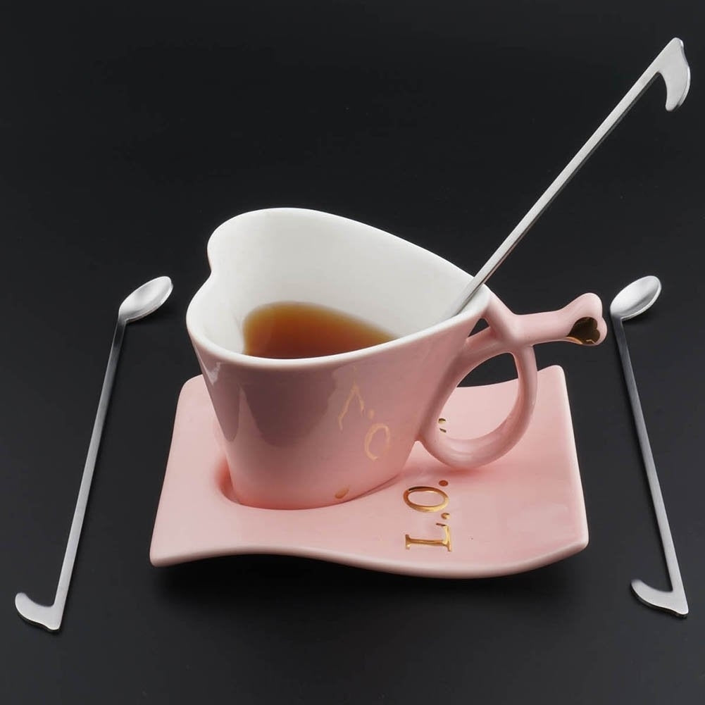 Stainless Steel Long Handle Music Shape Tea Coffee Stirring Cooking Spoon Scoop Tea Spoon Image 4