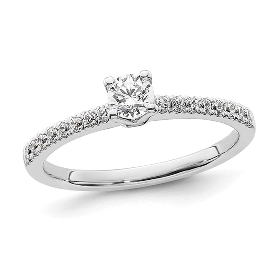 3/8 Carat (ctw Color SI1-SI2G-H-I) Lab Grown Diamond Engagement Ring in 14K White Gold Image 1