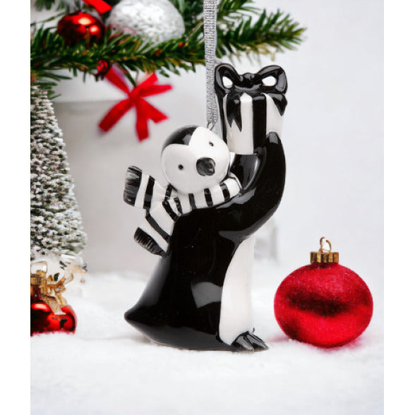 Ceramic  Penguin With Gift OrnamentHome DcorKitchen DcorChristmas Dcor Image 1