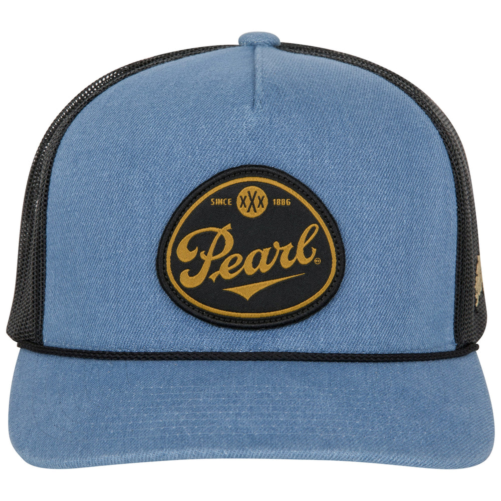 Pearl Logo Denim Colorway Curved Bill Adjustable Trucker Hat Image 2