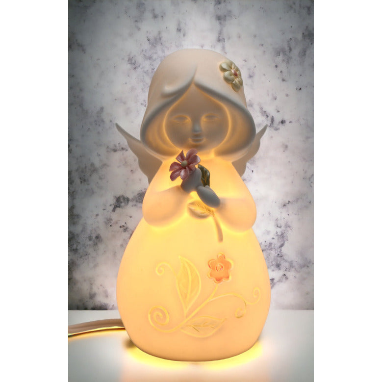 Ceramic Angel With Flower NightlightHome DcorReligious DcorReligious GiftChurch Dcor, Image 1