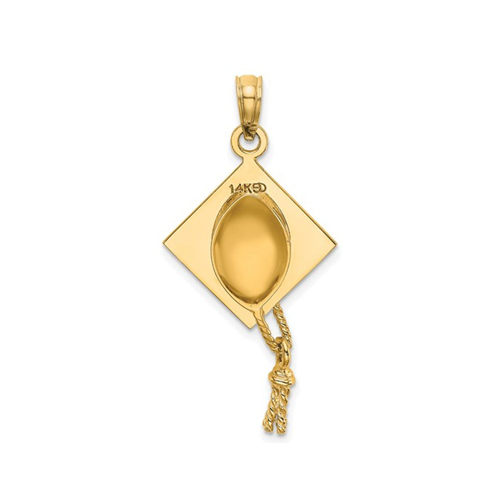 Graduation Cap Charm Pendant Necklace in 10K Yellow Gold with Chain Image 3