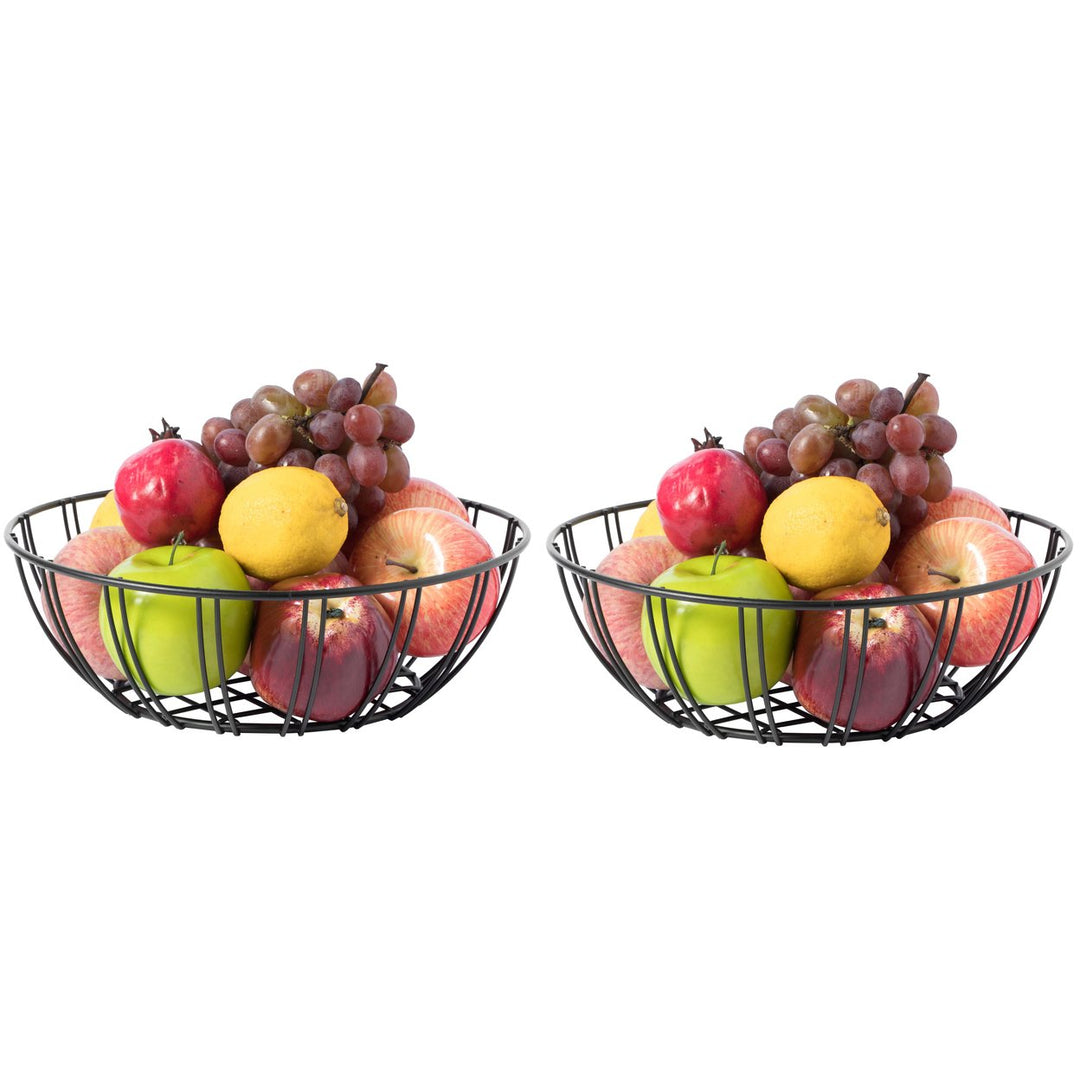 Black Iron Wire Fruit Bowl for kitchen counterStorage Basket for FruitsVegetablesand Bread Image 6