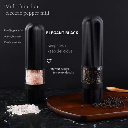 Nuvita 2 Pack Black and White Electric Salt and Pepper Grinder Soft Feel Image 2