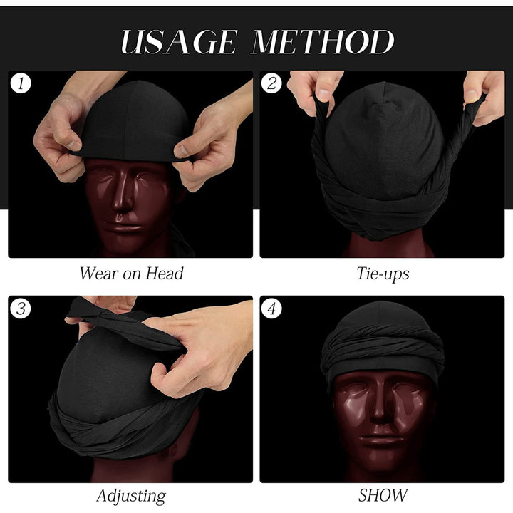 Halo Turban HeadWraps Satin Lined for MenPRE-TIED Head Scarf for Black Men and WomenPRE-TIED Head Scarf Image 7