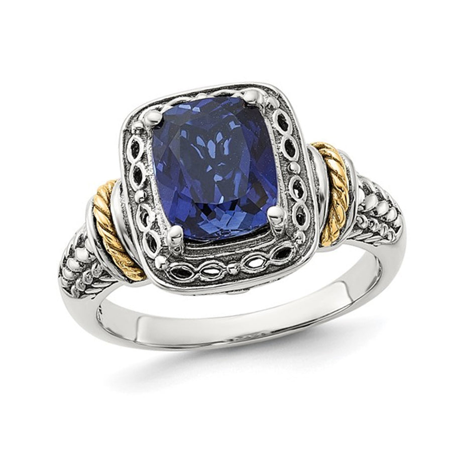 2.87 Carat (ctw) Lab-Created Blue Sapphire Ring in Sterling Silver Image 1