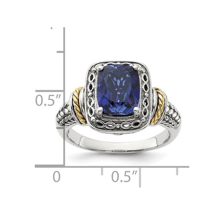 2.87 Carat (ctw) Lab-Created Blue Sapphire Ring in Sterling Silver Image 3