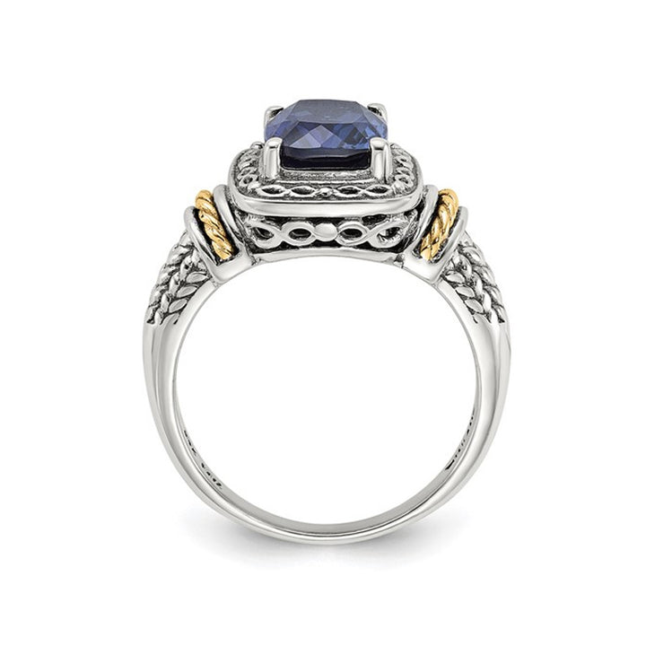 2.87 Carat (ctw) Lab-Created Blue Sapphire Ring in Sterling Silver Image 4
