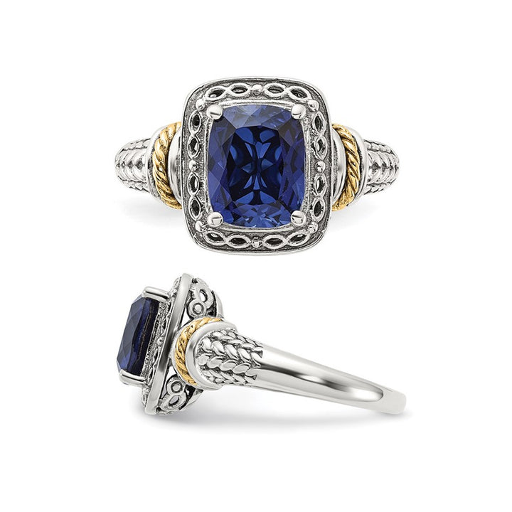 2.87 Carat (ctw) Lab-Created Blue Sapphire Ring in Sterling Silver Image 4