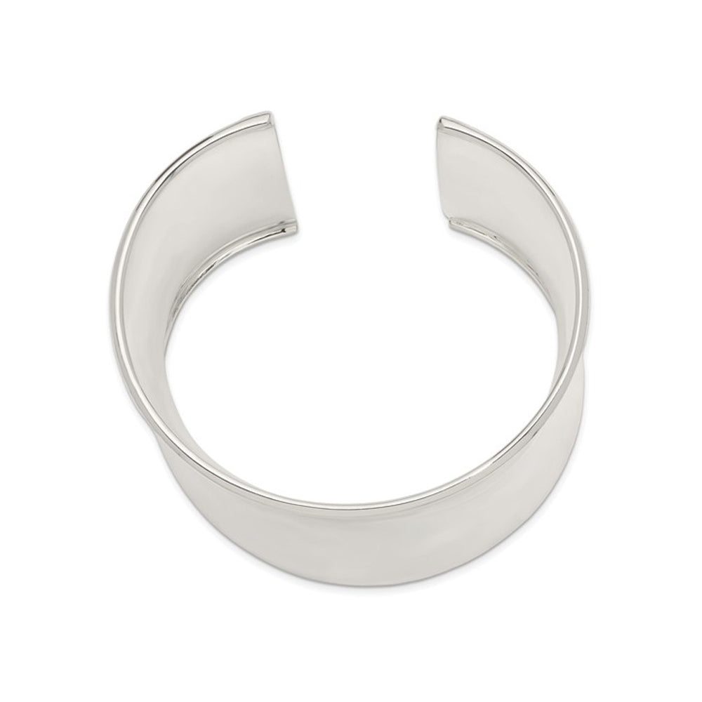 Sterling Silver Polished Cuff Bangle Bracelet (50mm) Image 2