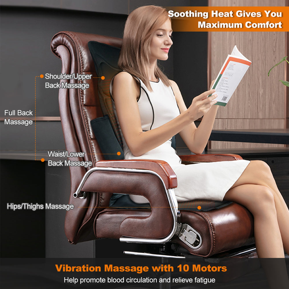 Vibration Massage Seat Cushion Car 10 Vibration Motors Seat Back Massager Image 2