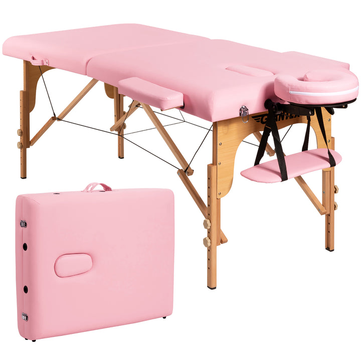 84L Portable Massage Table Adjustable Facial Spa Bed Tattoo w/ Carry Case White\Black\Pink\Red Image 3