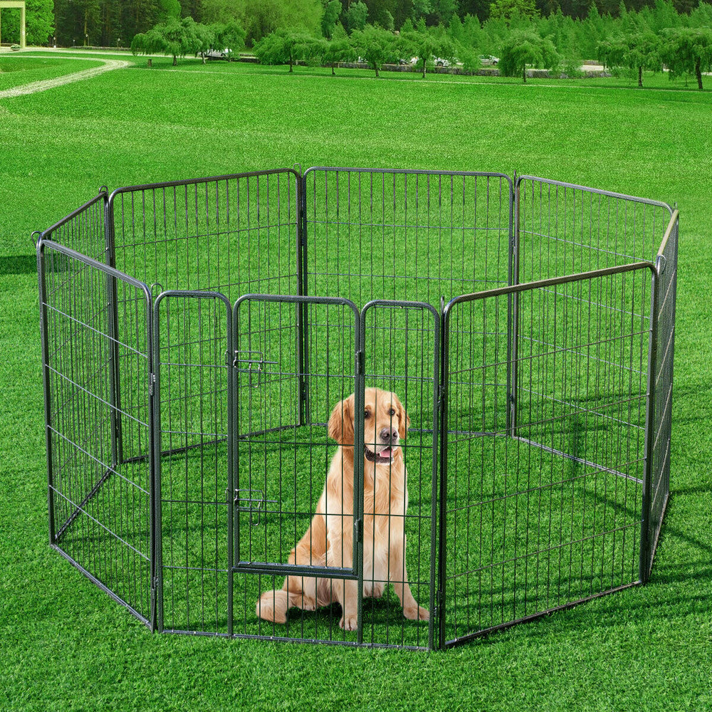 40" 8 Panel Pet Puppy Dog Playpen Door Exercise Kennel Fence Metal Image 2