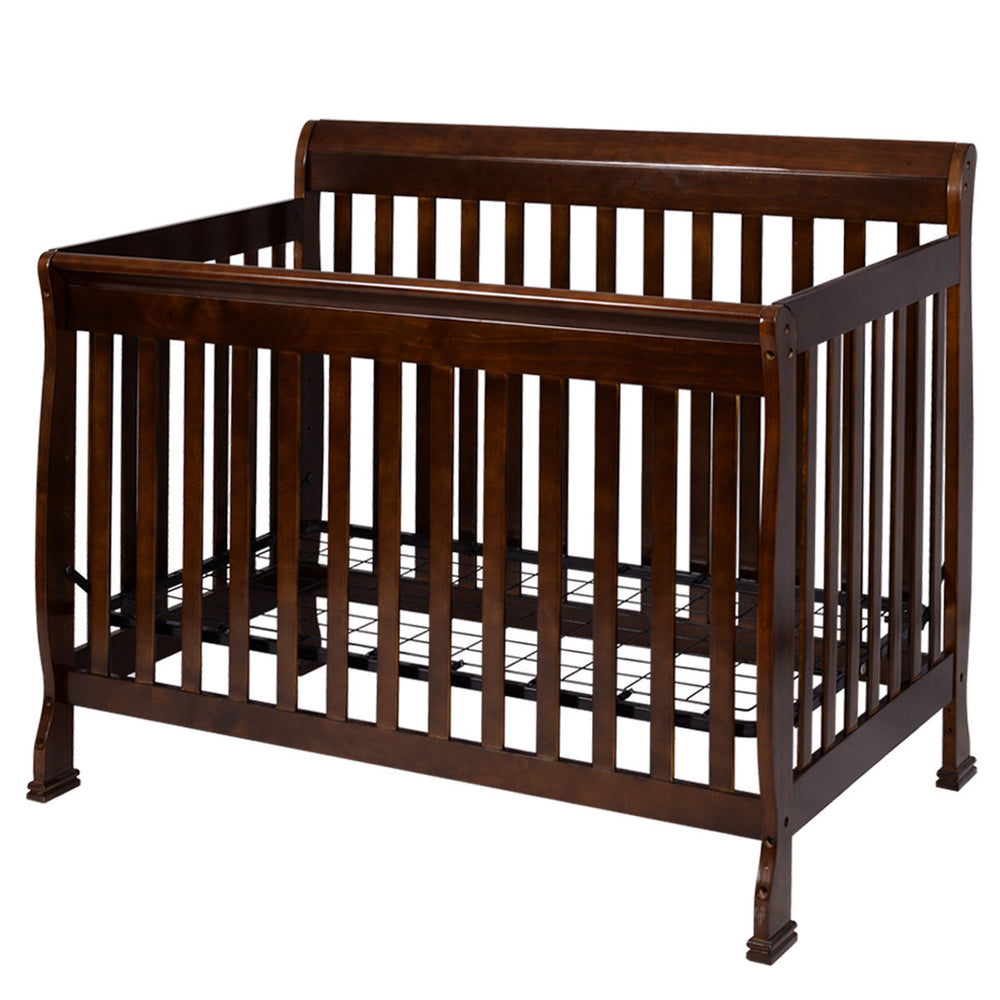 Coffee Pine Wood Baby Toddler Bed Convertible Crib Nursery Furniture Children Image 2