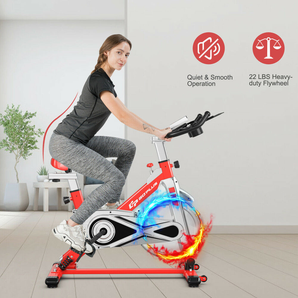 Indoor Stationary Exercise Cycle Bike Bicycle Workout w/ Large Holder Red Image 2