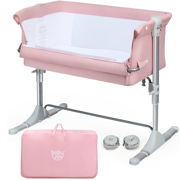 Babyjoy Portable Baby Bed Side Sleeper Infant Travel Crib W/Carrying Bag Pink\Beige\Blue\Green Image 4