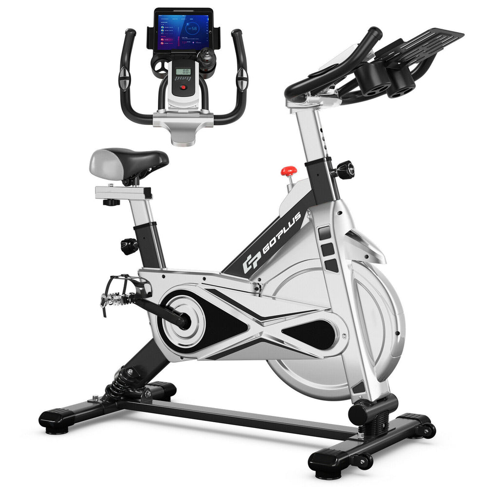 Goplus Indoor Stationary Exercise Cycle Bike Bicycle Workout w/ Large Holder Red\Black Image 2