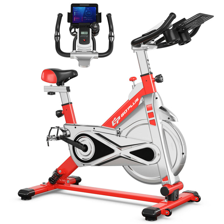 Goplus Indoor Stationary Exercise Cycle Bike Bicycle Workout w/ Large Holder Red\Black Image 3