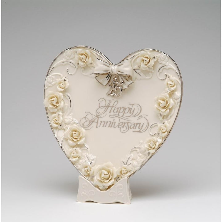 Ceramic 25th Anniversary Rose Heart Plate and StandAnniversary Dcor or GiftHome Dcor, Image 3