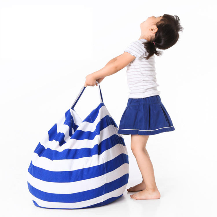 Large Capacity Stuffed Animal Storage Bean Bag Canvas Chair Home Organizer for Kids Plush Image 1