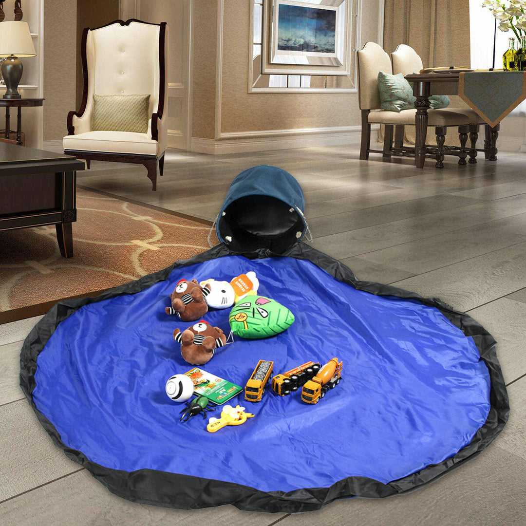 Portable Kids Toy Storage Bag Drawstring Play Mat For Toys Clean-up Storage Container Image 3