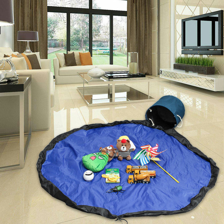 Portable Kids Toy Storage Bag Drawstring Play Mat For Toys Clean-up Storage Container Image 4