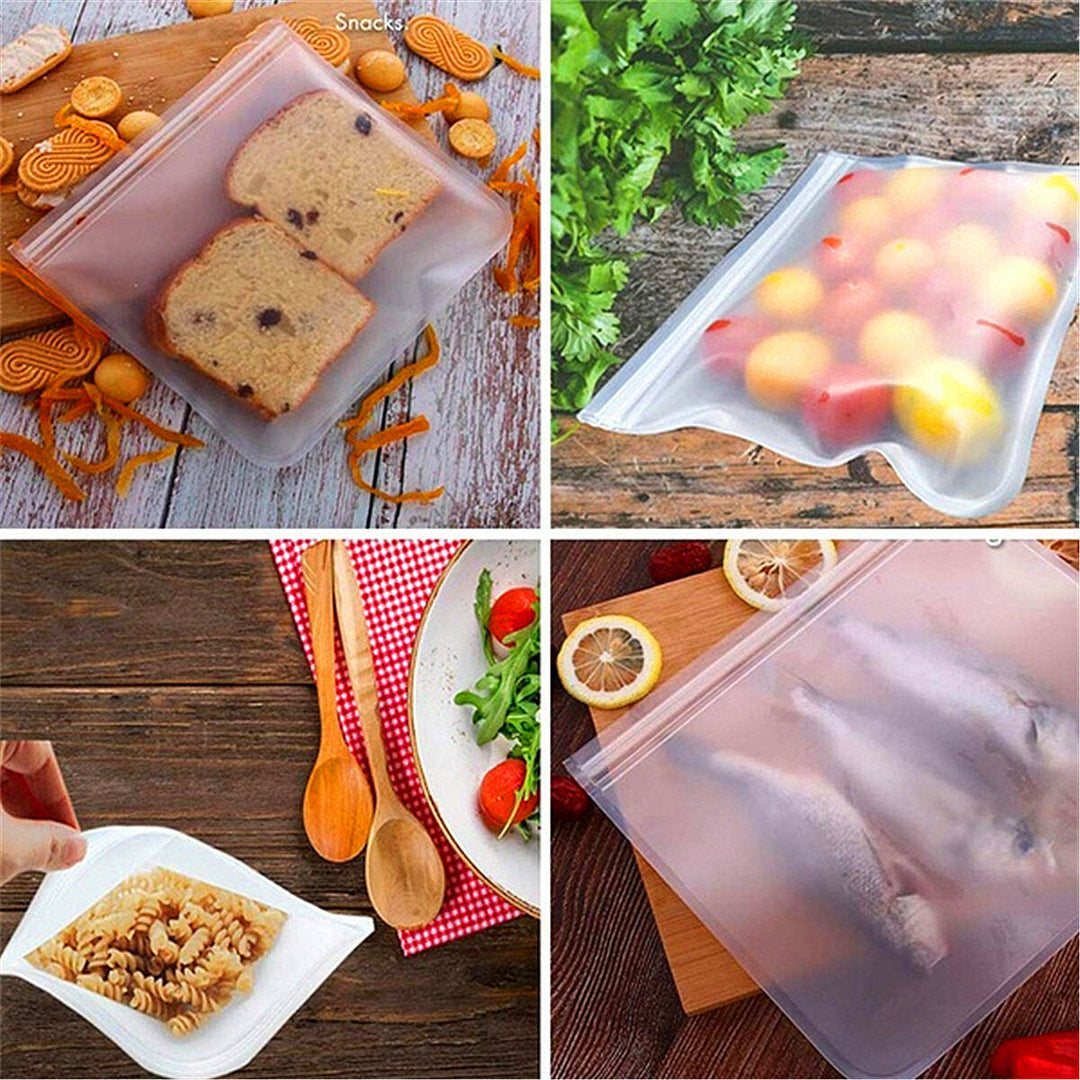 Reusable Translucent Frosted PEVA Food Storage Bag for Sandwich Snack Lunch Fruit Kitchen Storage Container Image 6