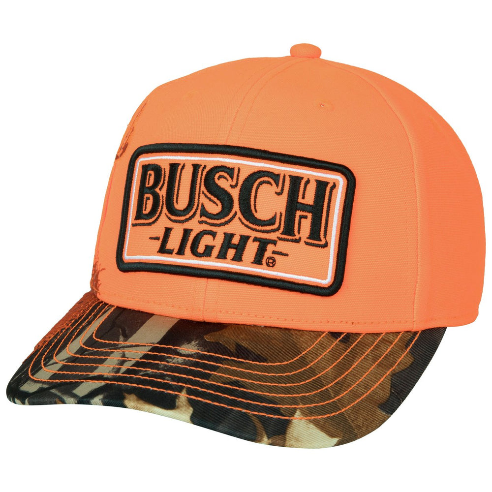 Busch Light Blaze Orange Buck Hunter Camo Brim Adjustable Hat Image 2