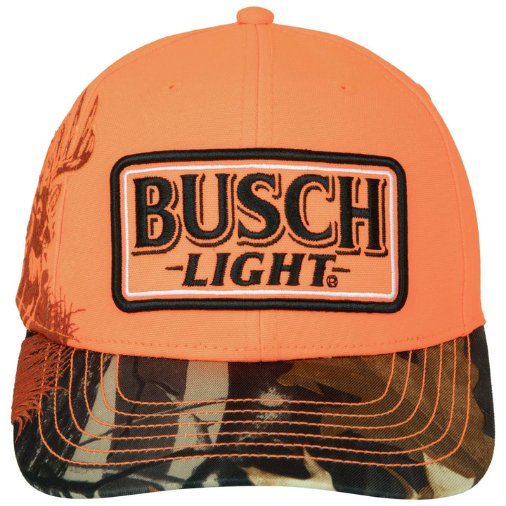 Busch Light Blaze Orange Buck Hunter Camo Brim Adjustable Hat Image 3
