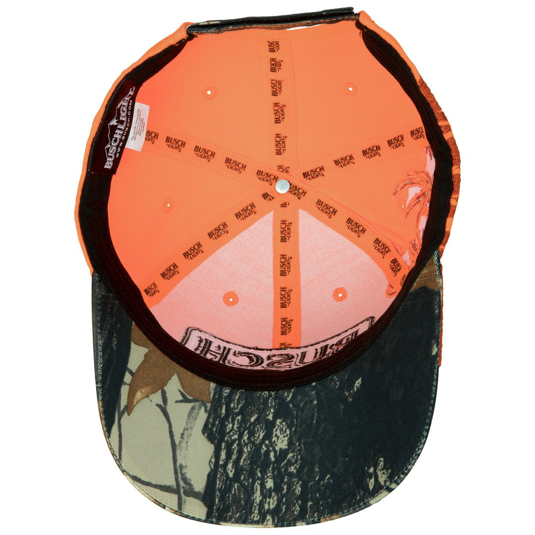 Busch Light Blaze Orange Buck Hunter Camo Brim Adjustable Hat Image 6