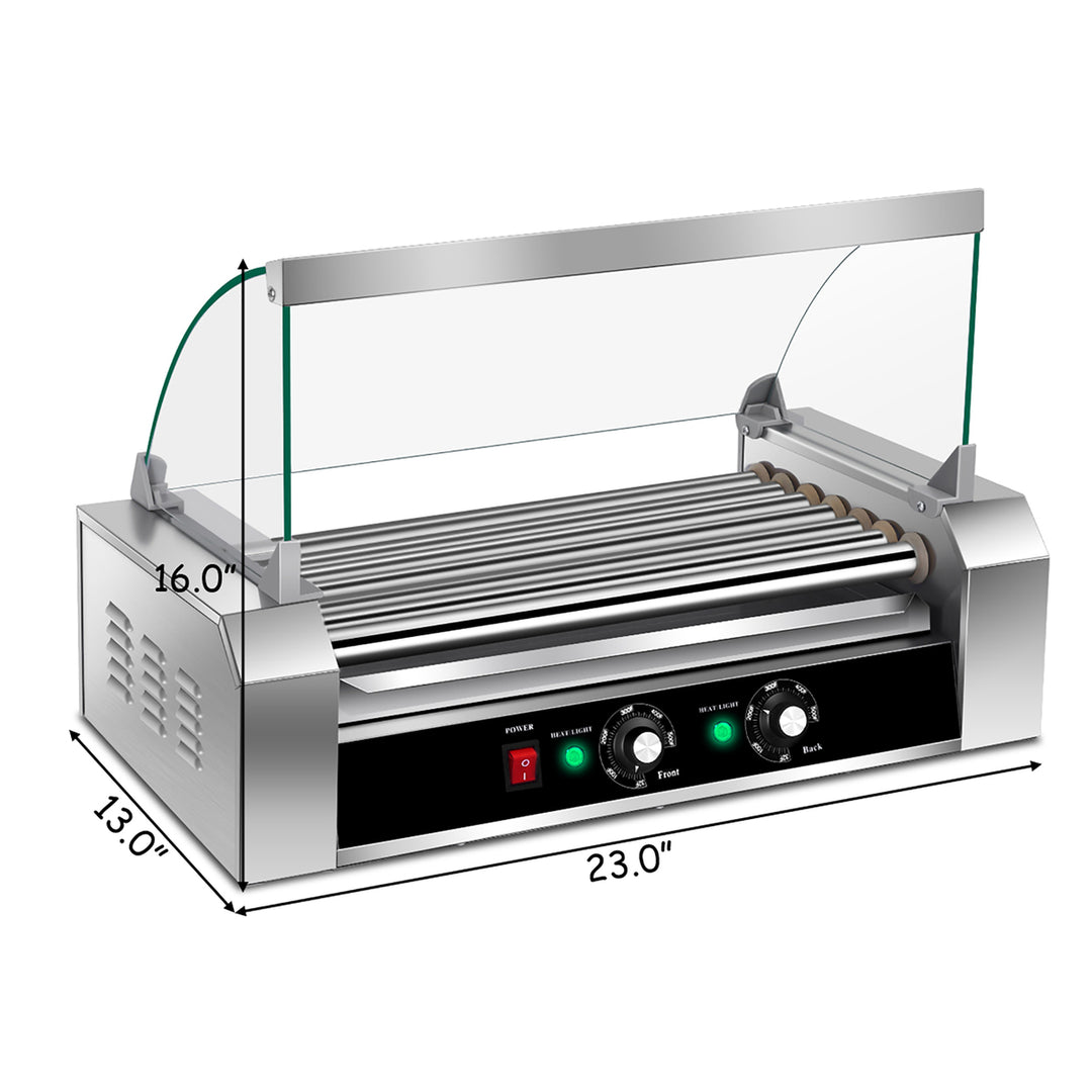 Commercial 18 Hot Dog Hotdog 7 Roller Grill Cooker Machine w/ Cover Image 4