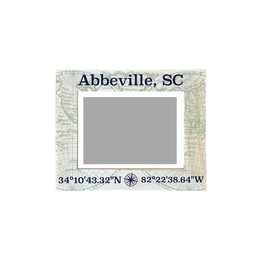 Abbeville South Carolina Souvenir Wooden Photo Frame Compass Coordinates Design Matted to 4 x 6" Image 1