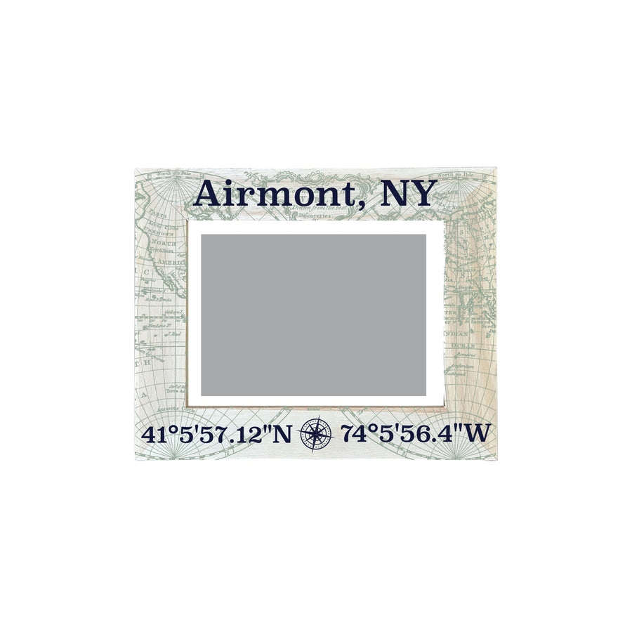 Airmont  York Souvenir Wooden Photo Frame Compass Coordinates Design Matted to 4 x 6" Image 1