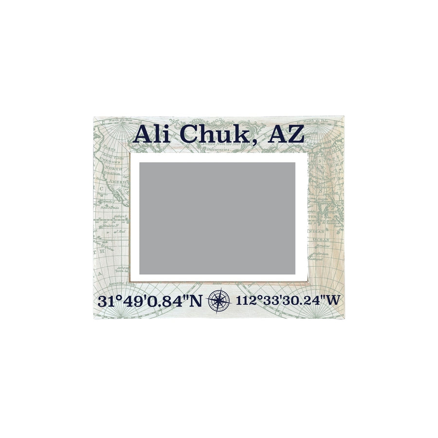 Ali Chuk Arizona Souvenir Wooden Photo Frame Compass Coordinates Design Matted to 4 x 6" Image 1