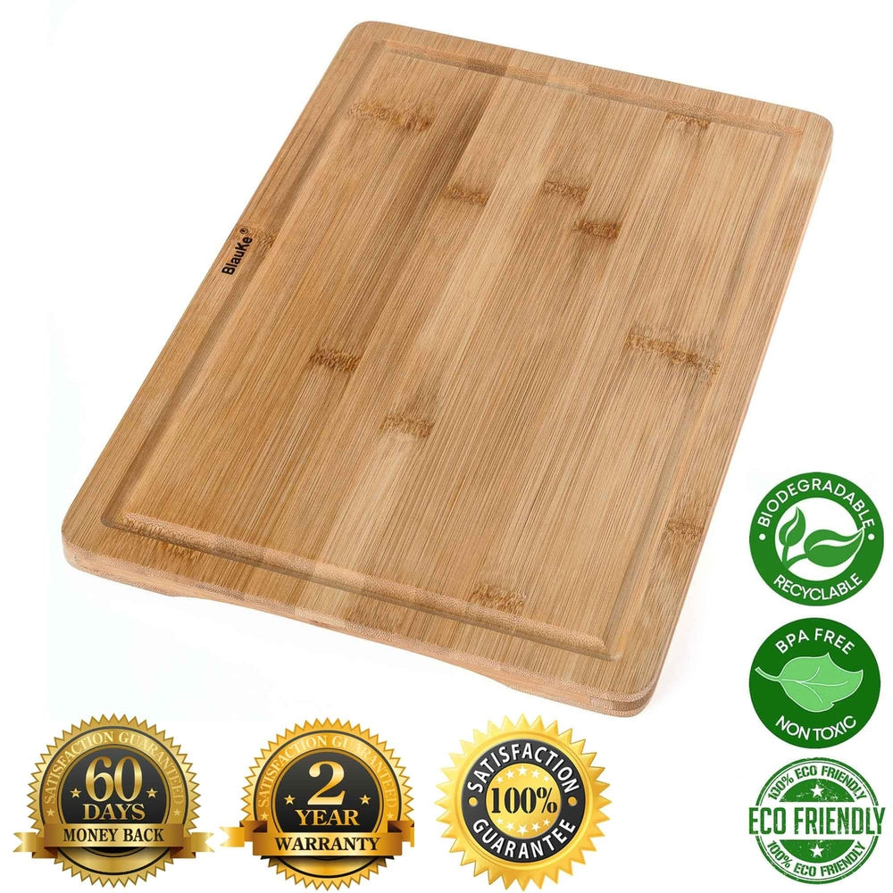 Wood Cutting Board for Kitchen 15x10 inch - Wooden Serving Tray - Large Bamboo Chopping Board with Juice Groove and Image 2
