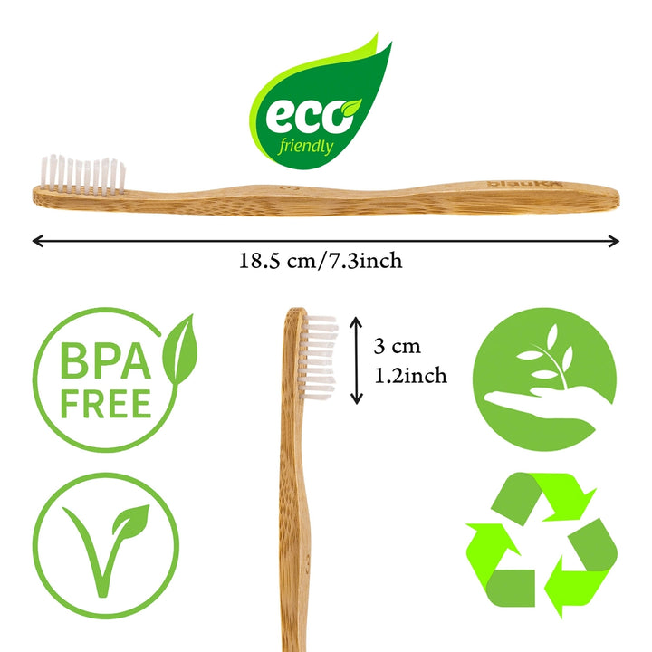 Bamboo Toothbrush Set of 4 - Bamboo Toothbrushes with Medium Bristles for Adults - Eco-FriendlyBiodegradableNatural Image 3