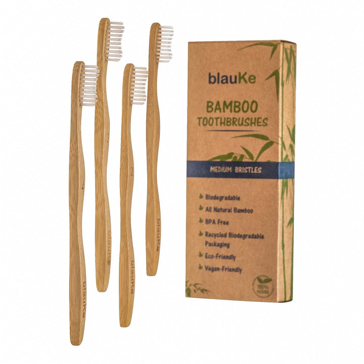Bamboo Toothbrush Set of 4 - Bamboo Toothbrushes with Medium Bristles for Adults - Eco-FriendlyBiodegradableNatural Image 8