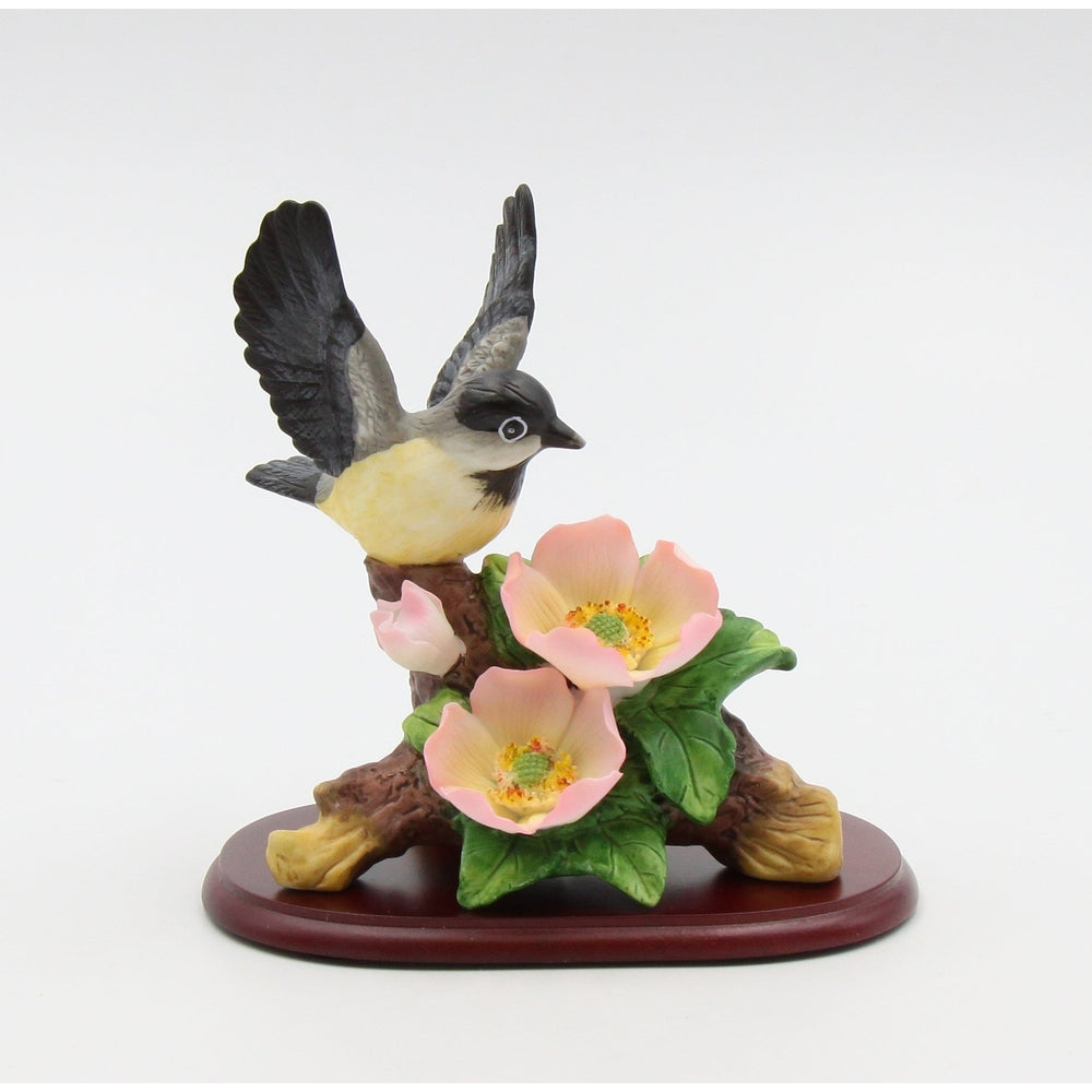 Ceramic Chickadee Bird with Flowers FigurineHome DcorKitchen Dcor, Image 2