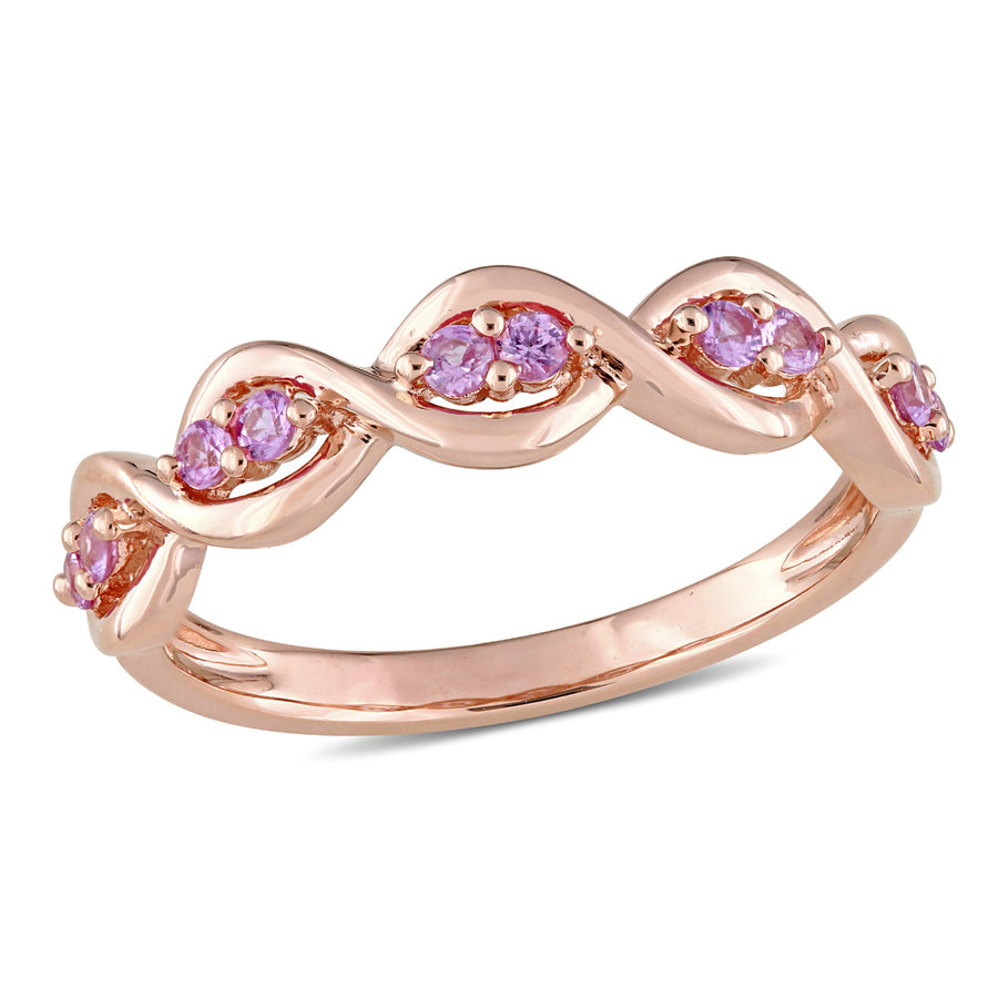 3/10 Carat (ctw) Pink Sapphire Infinity Anniversary Band Ring in 14K Rose Pink Gold Image 1