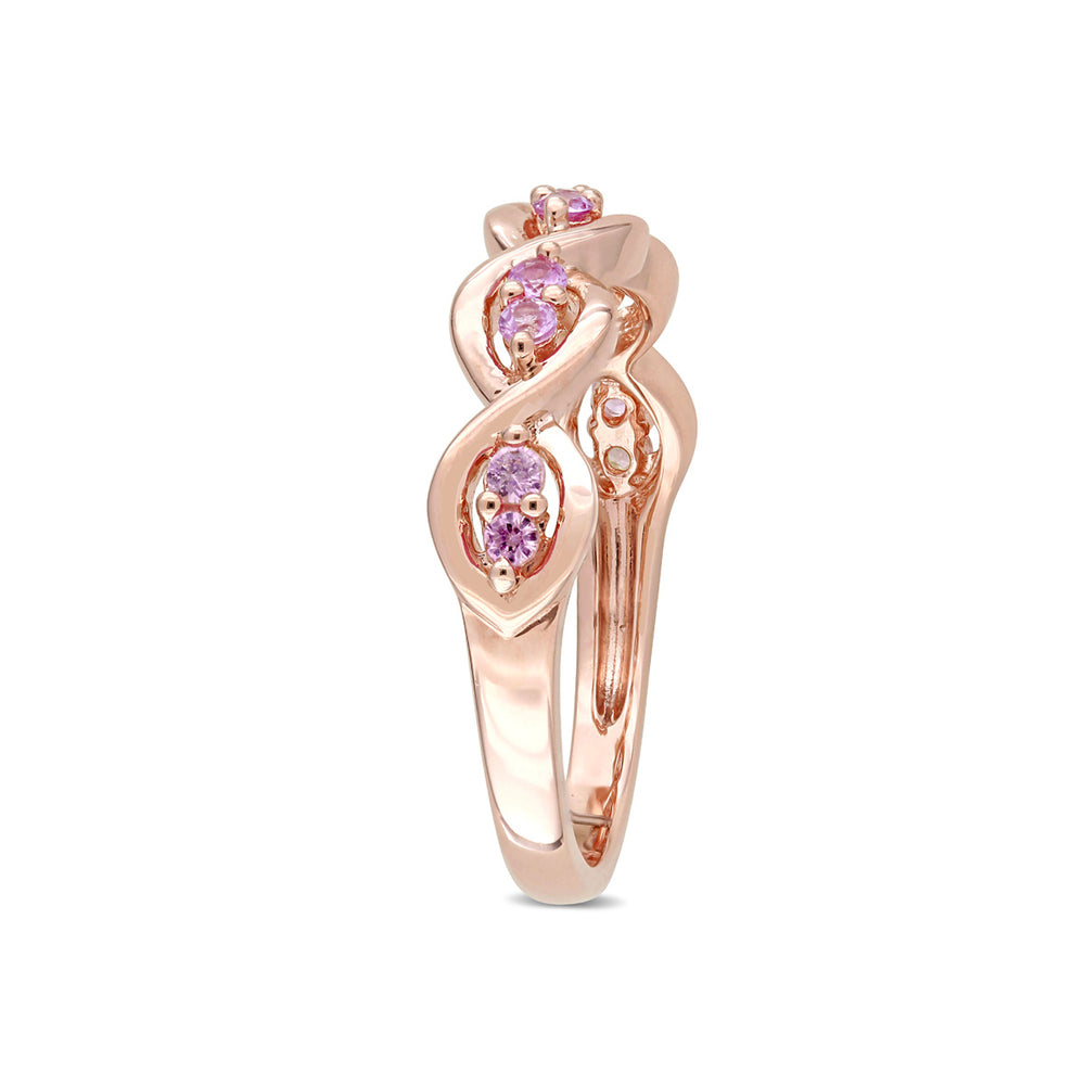 3/10 Carat (ctw) Pink Sapphire Infinity Anniversary Band Ring in 14K Rose Pink Gold Image 2