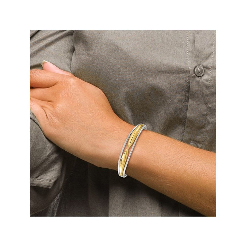 Yellow Plated Stainless Steel Bangle Bracelet Image 2