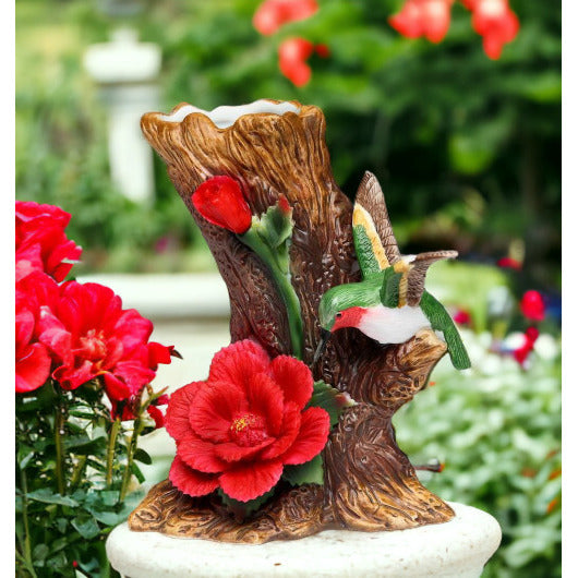 Ceramic Hummingbird with Hibiscus Flower VaseHome Dcor, Image 1