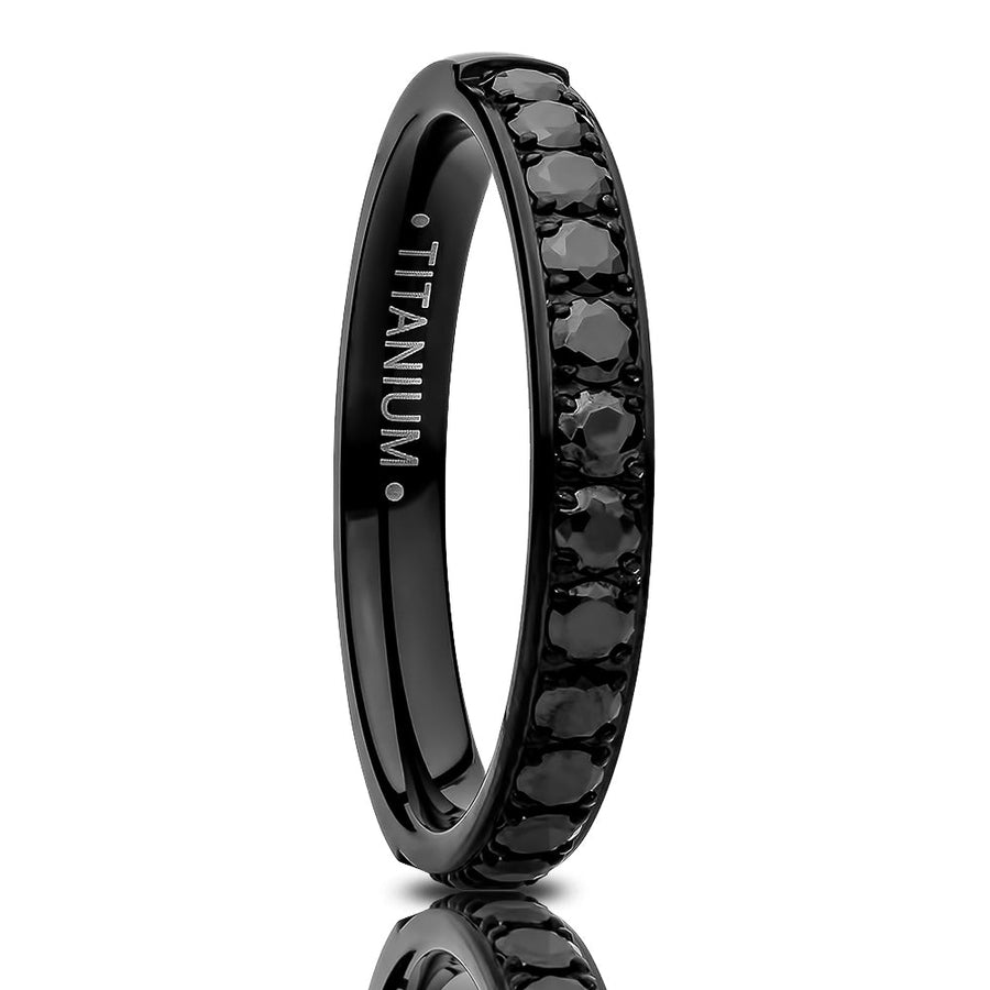3mm Black Eternity Ring Titanium Ring Anniversary Ring Black Ring Image 1